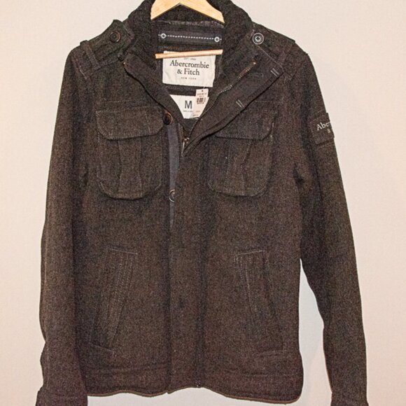NWT Abercrombie & Fitch Wool Blend Mens Field Jacket  Gray Size Med - Picture 1 of 4